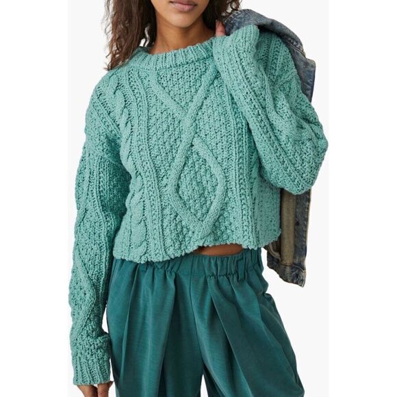 Free People | Cutting Edge Cotton Cable Sweater - Picture 1 of 7